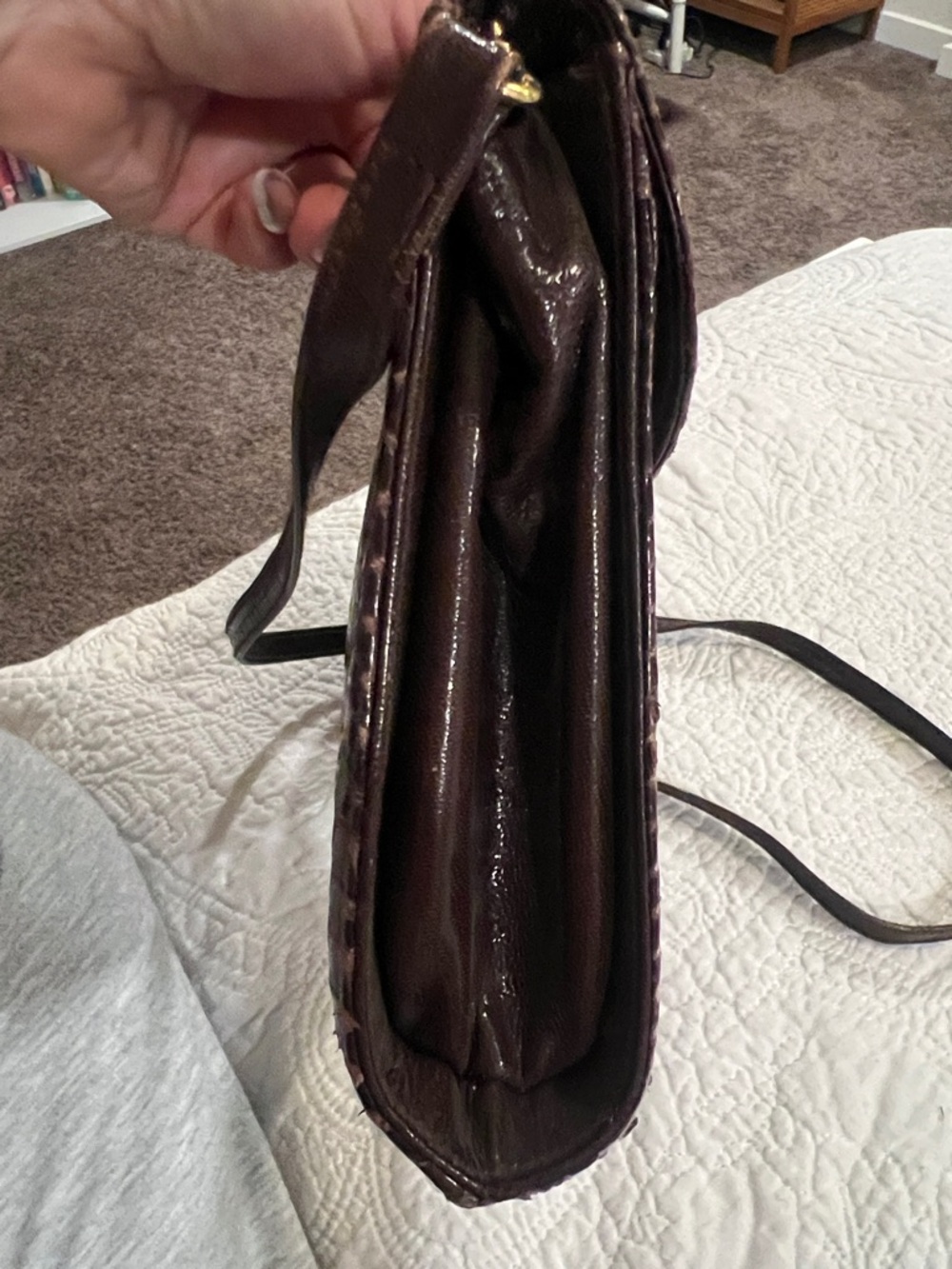 J.Renee snakeskin leather clutch, vintage  brown envelope style - Picture 3 of 7